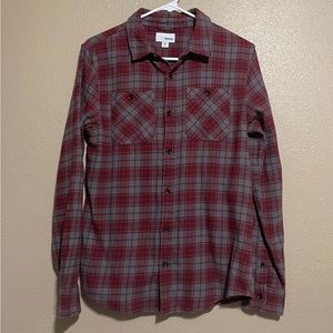 Sonoma Red Gray Plaid Flannel Long Sleeve Button Down Shirt Women’s XL